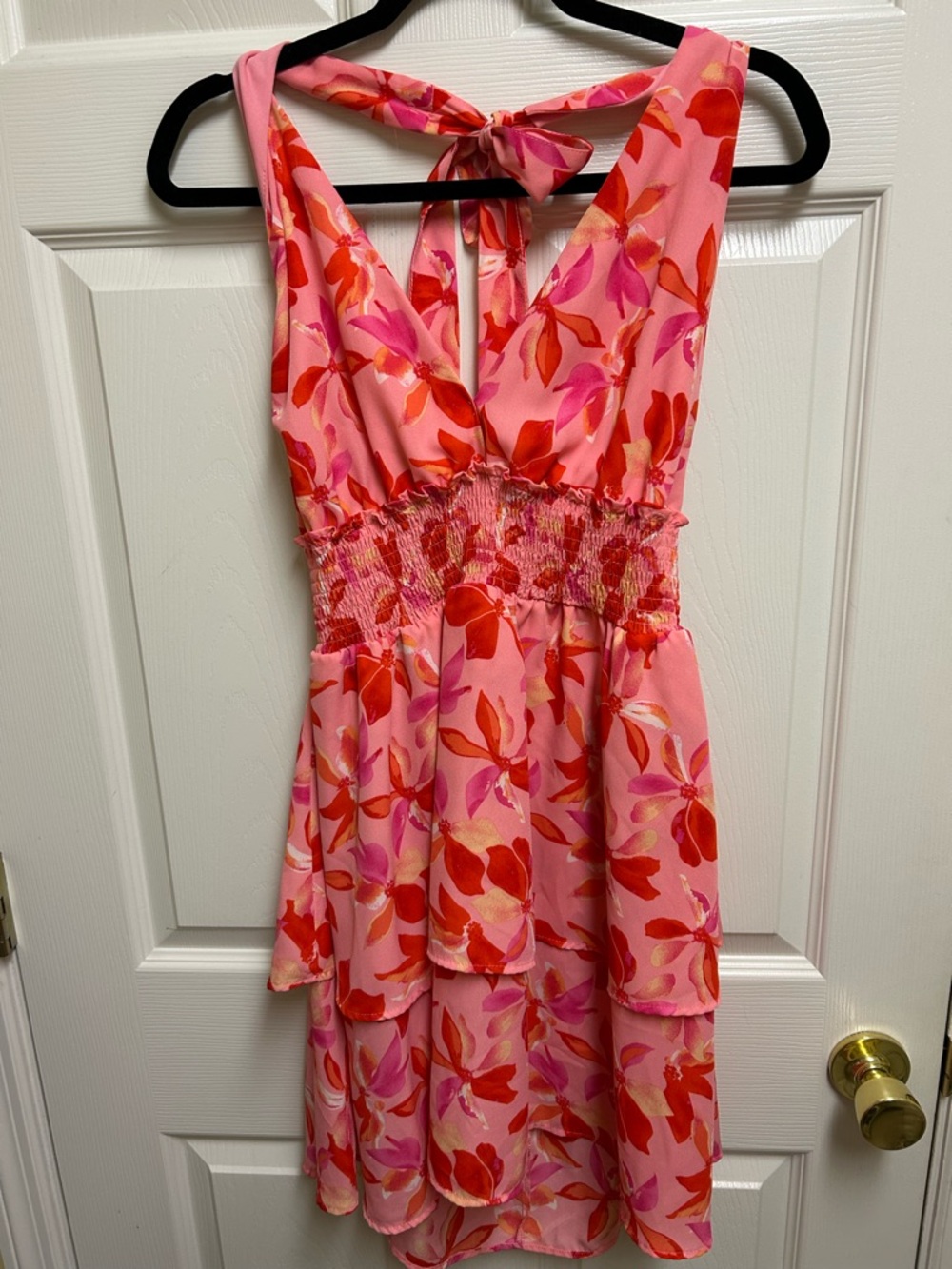 Pink Floral Tiered Summer Dress